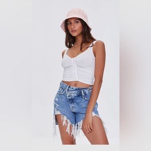 NWT Criss Cross Waist High Waisted Denim Shorts
